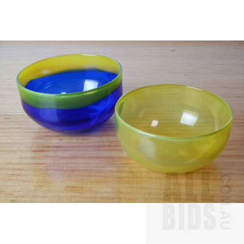 Two Australian Studio Glass Bowls, Signed Indistinctly