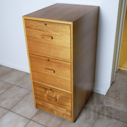 Bespoke Hardwood Three Drawer File Cabinet, Probably Pipers Furniture