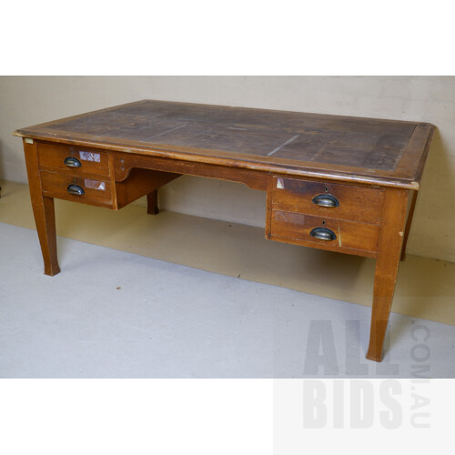 Large Antique Maple Four Drawer Desk, Circa 1920s