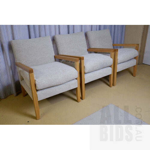Three Contemporary Ash Framed Armchairs
