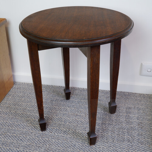 Antique Oak Side Table with Tapered Legs, Circa 1920s