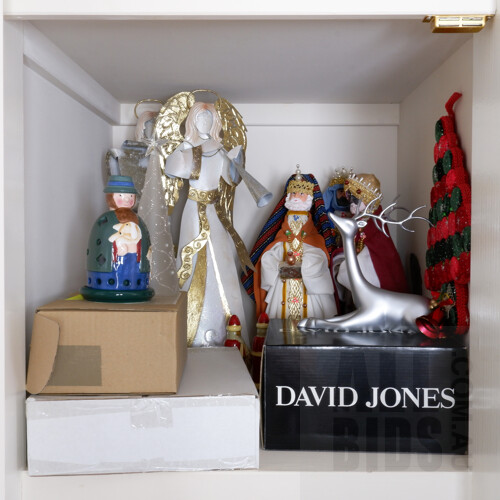 Collection of Christmas Decorations, Including Three Wise Men Figures, Two Villeroy and Boch Angels,  David Jones Deer and More