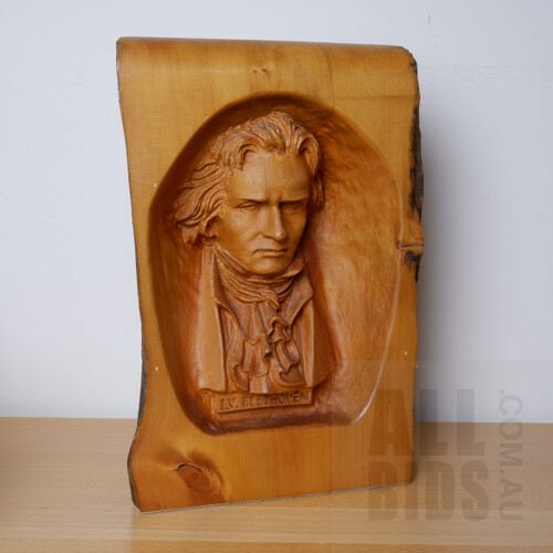 Huon Pine Carving of Beethoven, 1987