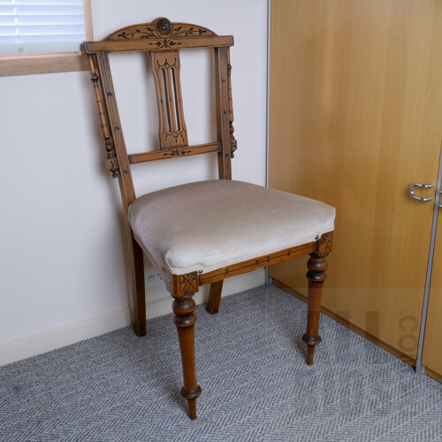Antique Maple Chair with Turned and Tapered Legs, Early to Mid 20th Century