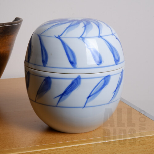 Alistair Whyte (1954- ) Blue and White Porcelain Container, Ex Beaver Galleries