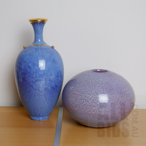 David Oswald Glazed Ceramic Vase with Another Australian Studio Ceramic Vase
