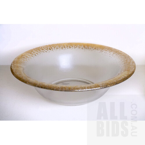 Italian SI-AN Glass Serving Bowl with Hand Painted 24ct Gold