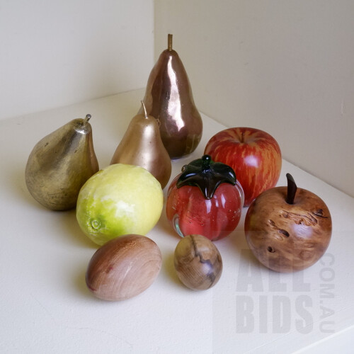 Bungendore Woodworks Apple, Painted Huon Pine Apple and Various Glass and Timber Fruits