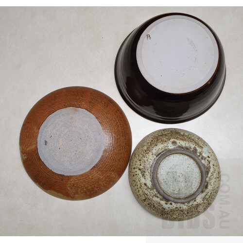 Richard Murray Studio Ceramic Bowl with Two Other Australian Glazed Studio Ceramic Bowls