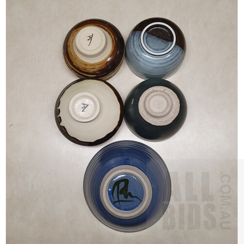 Five Australian Studio Ceramic Bowls