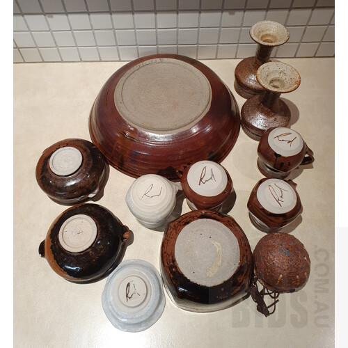 Four Signed Australian Studio Pottery Tankards, with Various Other Australian Studio Ceramics