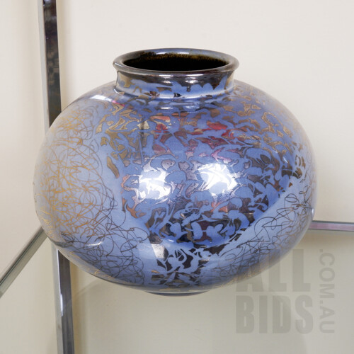 Greg Daly (1954-) Platinum Glazed Ceramic Bulbous Vase