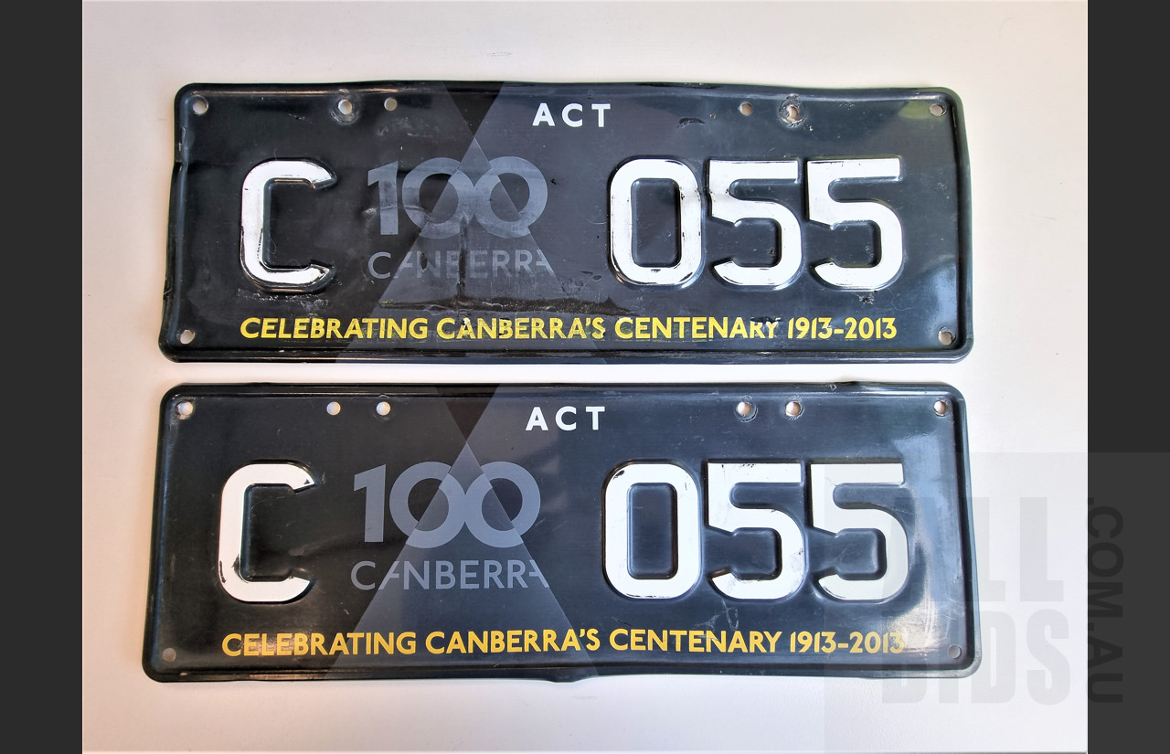 ACT Centenary Number Plate C 055