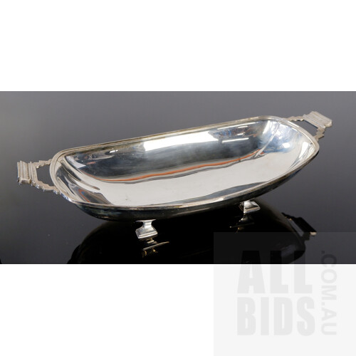 Art Deco Sterling Silver Footed Serving Dish, W Drummond & Co, London, 1934, 744g