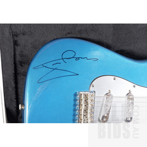 Sherwood Green Stratocaster Handmade by Barron Clarke Signed By Jimmy Barnes and Jimmy Barnes Signed Photograph