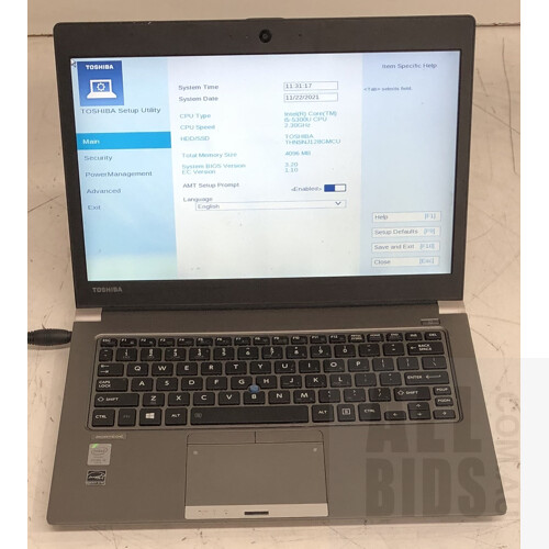 Toshiba Portege Z-30B Intel Core i5 (5300U) 2.30GHz CPU 13-Inch Laptop