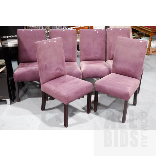 Set of Six Purple Faux Suede Upholstered Dining Chairs