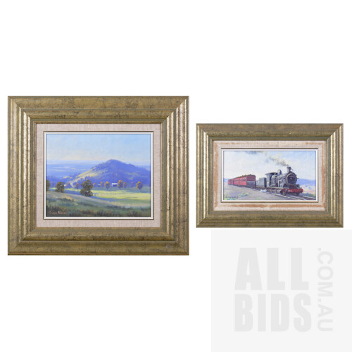Glen Morton (20th Century, Australian), Two Oil on Canvas Board Paintings, largest 19 x 24 cm (2)
