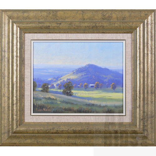 Glen Morton (20th Century, Australian), Two Oil on Canvas Board Paintings, largest 19 x 24 cm (2)