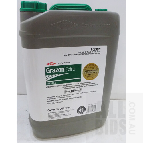 Dow Grazon Extra Herbicide(Triclopyr, Picloram & Aminopyralid) - 20 Litre Drum - New - ORP $699.00