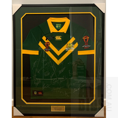 Framed 2017 Rugby League World Cup - Kangaroos Jersey - Full Team Signatures