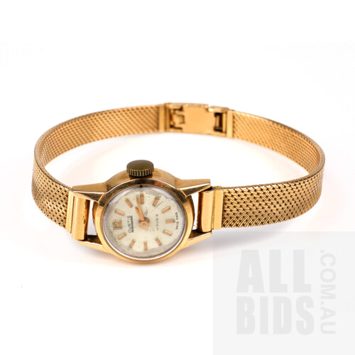 18ct yellow Gold Swiss Curtis Ladies Wrist Watch, 17 Rubis