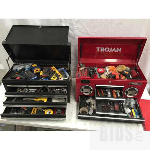 Trojan Tool Box, Large Metal Tool Box And Mechpro Socket Set