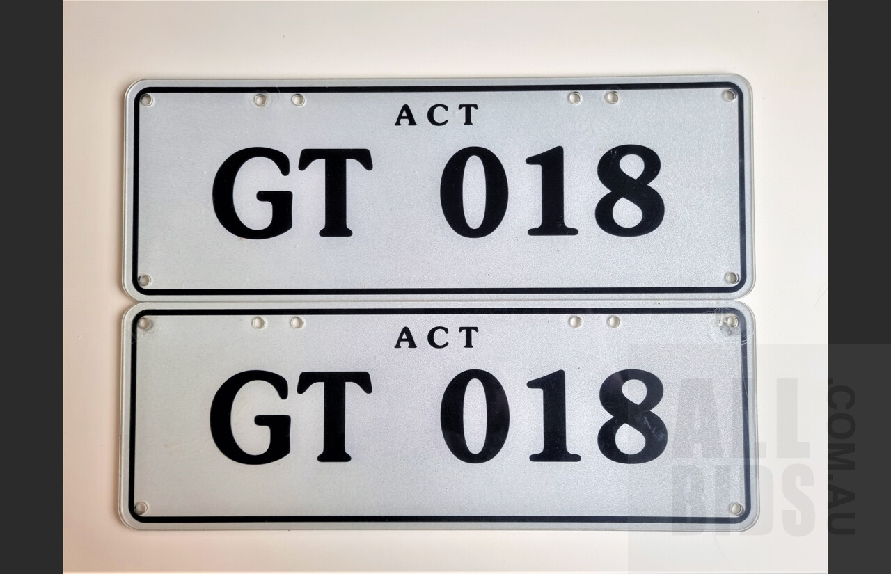 ACT Custom Number Plate - GT 018