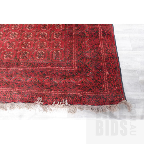 Large Turkoman Hand Knotted Wool Carpet