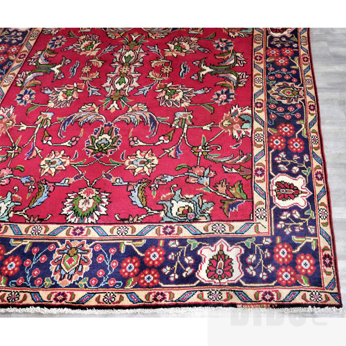 Large Persian Tabriz Hand Knotted Wool Thick Pile Carpet