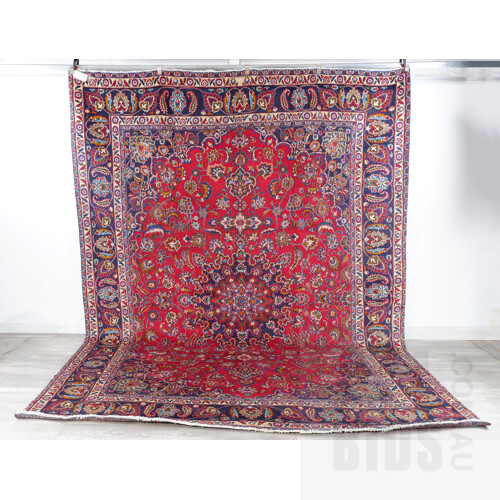 Very Large Room Sized Hand Knotted Wool Kashan Carpet Shah Abbas Design