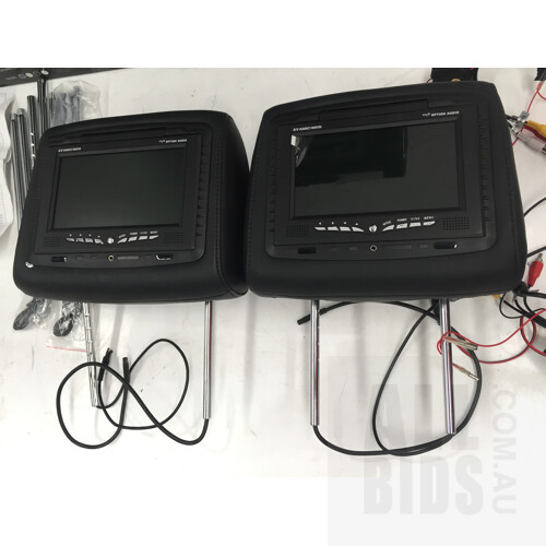 Option Audio OA72HRAV/AV Black 7 Inch Dual LCD Monitor Headrest Pack - Lot Of Two