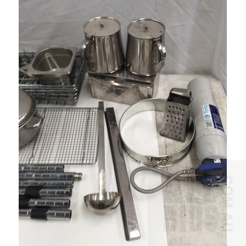 Assorted Cafe Supplies, Corner Shelving Components, Stainless Steel Milk Jugs, Stainless Steel Jugs Aluminium And Stainless Steel Cookware
