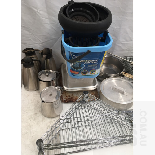Assorted Cafe Supplies, Corner Shelving Components, Stainless Steel Milk Jugs, Stainless Steel Jugs Aluminium And Stainless Steel Cookware
