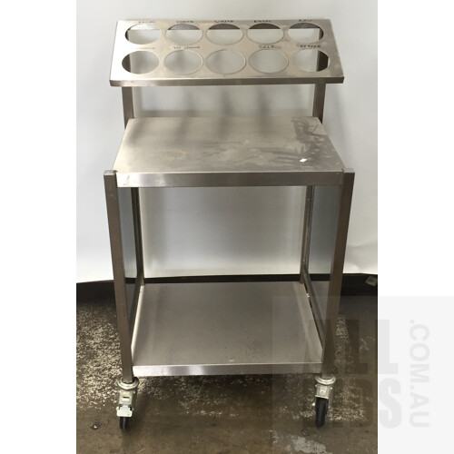 Mobile Stainless Steel Condiments And Cutlery Trolley