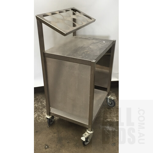 Mobile Stainless Steel Condiments And Cutlery Trolley