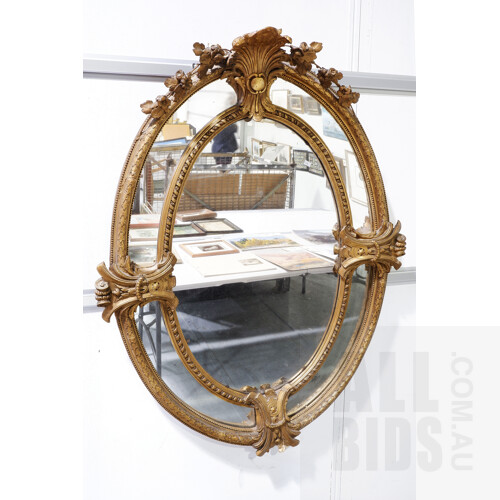 19th Century Giltwood and Moulded Gesso Mirror, Probably French