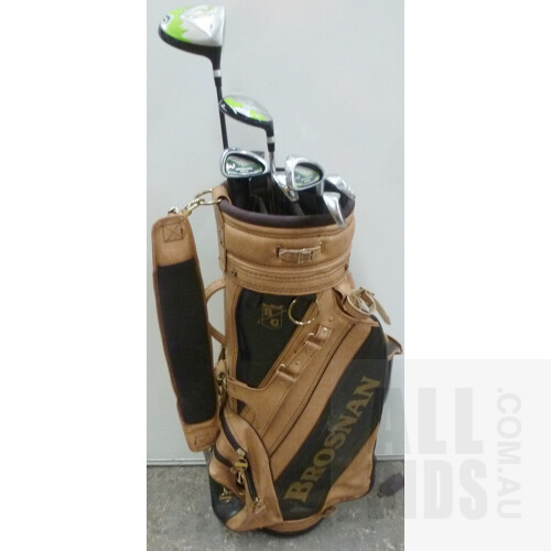 Eight Woodworm Right Handed Golf Clubs and Brosnan Bag
