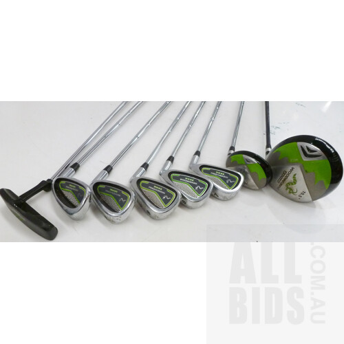 Eight Woodworm Right Handed Golf Clubs and Brosnan Bag