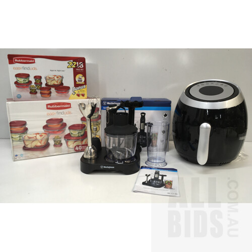 Assorted Kitchenware Include Westinghouse Stick Mixer WHSM01SS And Kmart Anko AF606 3.2L Air Fryer And Rubbermaid Container Sets Lot Of Four