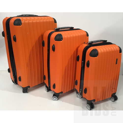 Buon Viaggio, 3 Piece Orange Luggage Suitcase Set With 3X Covers & TSA Locks. ORP $219.95