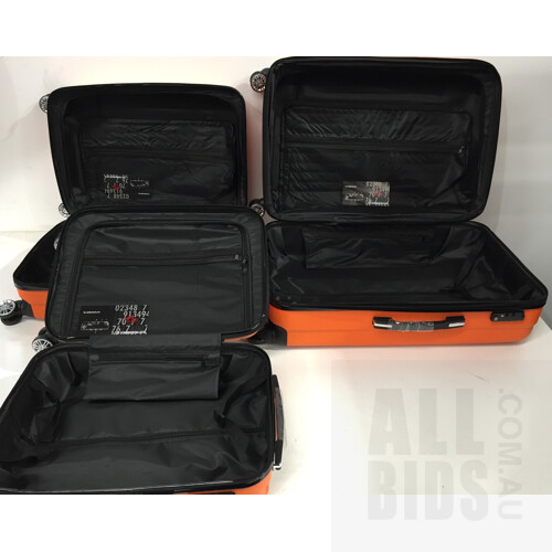 Buon Viaggio, 3 Piece Orange Luggage Suitcase Set With 3X Covers & TSA Locks. ORP $219.95