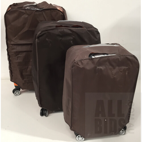 Buon Viaggio, 3 Piece Orange Luggage Suitcase Set With 3X Covers & TSA Locks. ORP $219.95