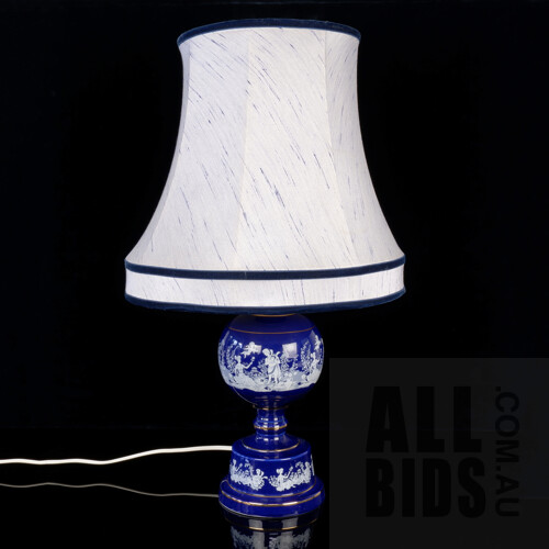 Italian Transfer Printed Cobalt Blue Lamp