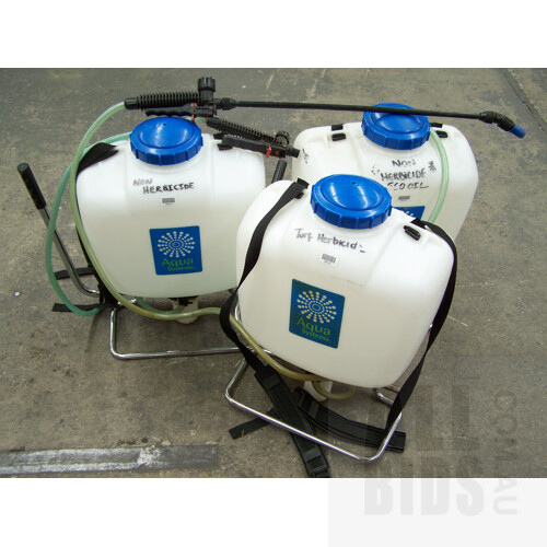 Aqua Systems 15 Litre Backpack Pressure Sprayers - Lot of Three