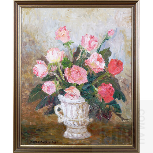 Jadwiga Jedrzejewska-Ruff, Rose 1988, Oil on Canvas, 48 x 58 cm
