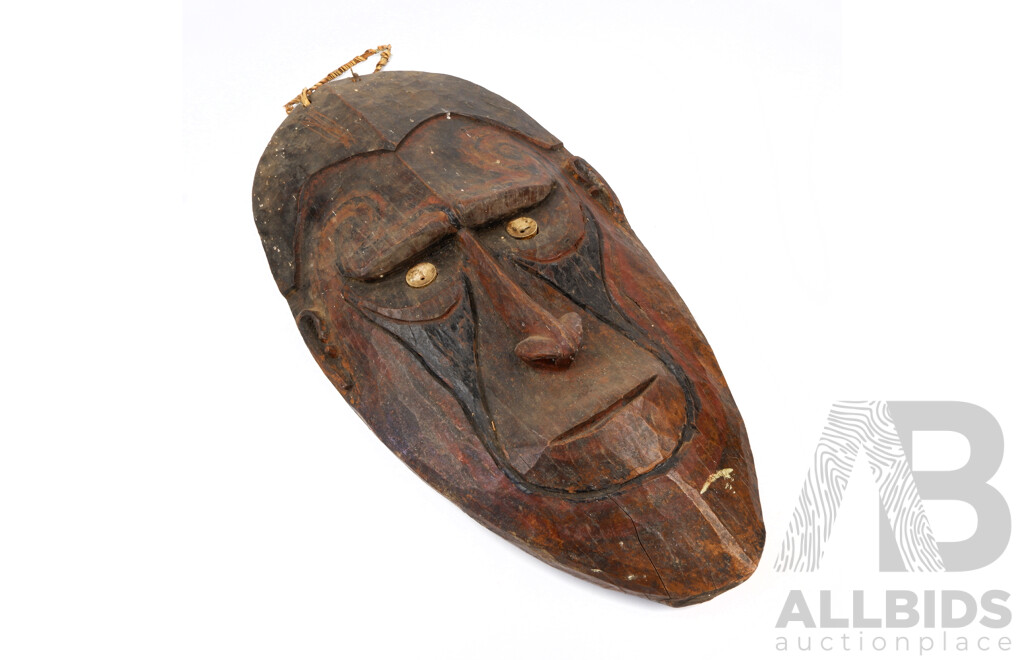 Large Heavy Hand Carved Wooden Tribal Mask