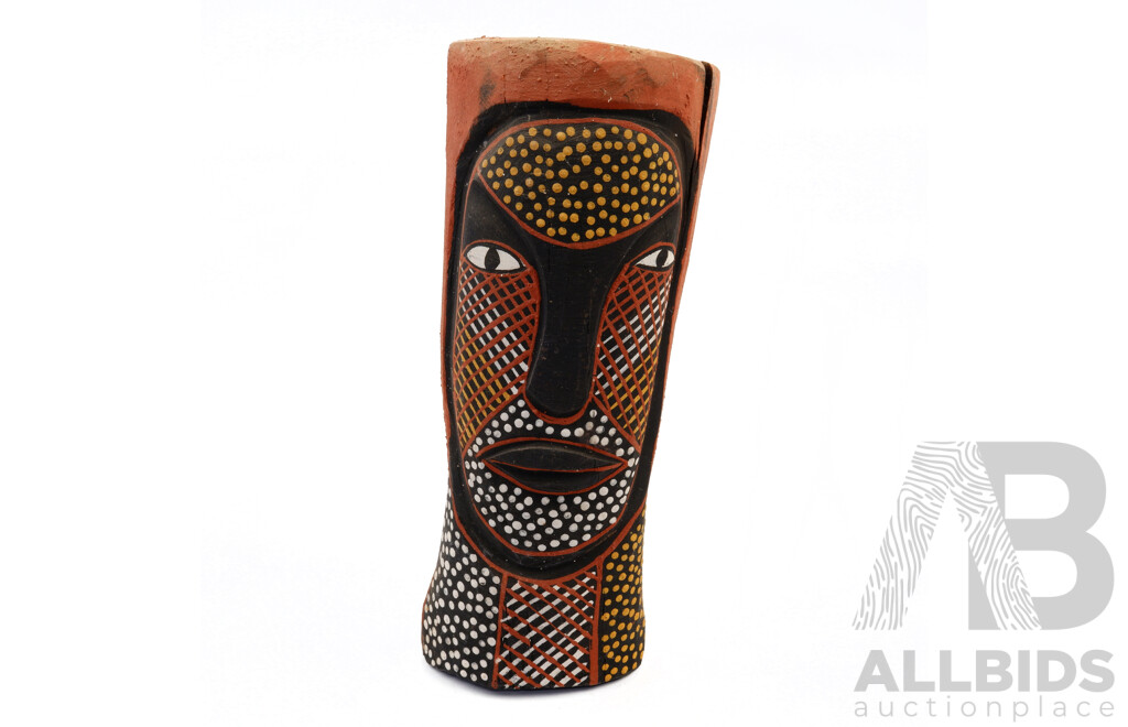 Hand Carved Hard Wood Australian Indigenous Figure Decorated in Polychrome Ochres