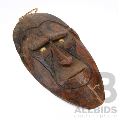 Large Heavy Hand Carved Wooden Tribal Mask