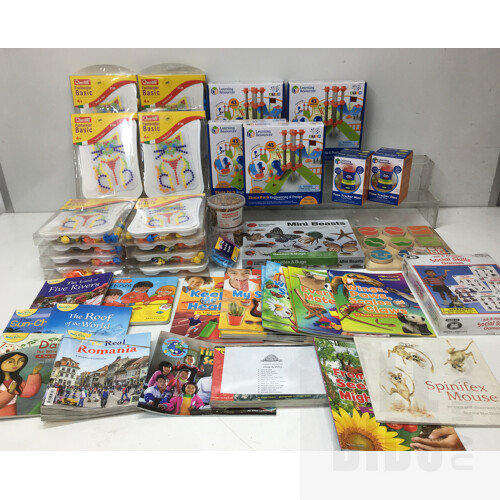 Assorted Children Learning Items Include Educational Experence, Learning Resources, Knowledge Builder, Quercetti, Fundamental Science And More